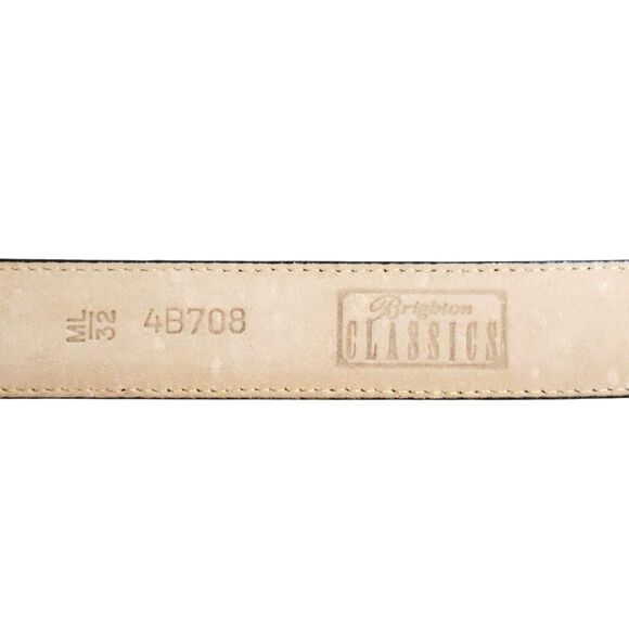 Brighton Women Size ML 32 Brown Croc Leather Silver Gold Buckle Loop Silverplate - Picture 9 of 9